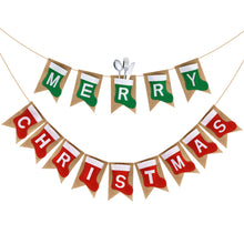 Load image into Gallery viewer, GCQQ Merry Christmas Banner, No DIY Christmas Banner with Felt Socks, Red Green Merry Christmas Banner, Christmas Socks Banner Decoration for Outdoor or Indoor Mantle Fireplace, Xmas Party Decorations
