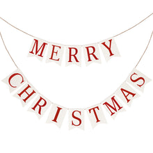 Load image into Gallery viewer, GCQQ Christmas Banner Burlap, Prestrung White Christmas Banner Garland, Red Merry Christmas Banner, Christmas Banner Decorations for Mantle, Fireplace, or Outdoor