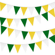 Load image into Gallery viewer, GCQQ Yellow White Green Banner Decorations, 40Ft Fabric Pennant Banner Flags, 42Pcs Cloth Triangle Banner, Spring Summer Banner for Masters Golf Decor, Birthday, Wedding, Tea Party Outdoor Decorations
