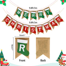 Load image into Gallery viewer, GCQQ Merry Christmas Banner, No DIY Christmas Banner with Felt Socks, Red Green Merry Christmas Banner, Christmas Socks Banner Decoration for Outdoor or Indoor Mantle Fireplace, Xmas Party Decorations