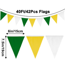Load image into Gallery viewer, GCQQ Yellow White Green Banner Decorations, 40Ft Fabric Pennant Banner Flags, 42Pcs Cloth Triangle Banner, Spring Summer Banner for Masters Golf Decor, Birthday, Wedding, Tea Party Outdoor Decorations