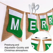 Load image into Gallery viewer, GCQQ Merry Christmas Banner, No DIY Christmas Banner with Felt Socks, Red Green Merry Christmas Banner, Christmas Socks Banner Decoration for Outdoor or Indoor Mantle Fireplace, Xmas Party Decorations
