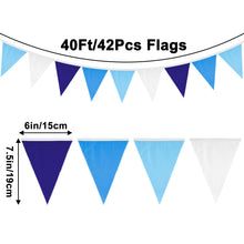 Load image into Gallery viewer, GCQQ Royal Blue Banner Decortaions, 40Ft Royal Blue Fabric Garland, 42Pcs Cloth Triangle Flags Banner, Blue Garland for Nurses Week Bannwe, Nautical Pirate Party, Under The Sea Party Decoration