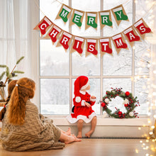 Load image into Gallery viewer, GCQQ Merry Christmas Banner, No DIY Christmas Banner with Felt Socks, Red Green Merry Christmas Banner, Christmas Socks Banner Decoration for Outdoor or Indoor Mantle Fireplace, Xmas Party Decorations