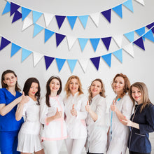 Load image into Gallery viewer, GCQQ Royal Blue Banner Decortaions, 40Ft Royal Blue Fabric Garland, 42Pcs Cloth Triangle Flags Banner, Blue Garland for Nurses Week Bannwe, Nautical Pirate Party, Under The Sea Party Decoration