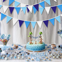 Load image into Gallery viewer, GCQQ Royal Blue Banner Decortaions, 40Ft Royal Blue Fabric Garland, 42Pcs Cloth Triangle Flags Banner, Blue Garland for Nurses Week Bannwe, Nautical Pirate Party, Under The Sea Party Decoration