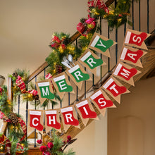 Load image into Gallery viewer, GCQQ Merry Christmas Banner, No DIY Christmas Banner with Felt Socks, Red Green Merry Christmas Banner, Christmas Socks Banner Decoration for Outdoor or Indoor Mantle Fireplace, Xmas Party Decorations