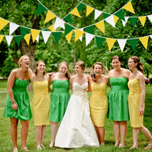 Load image into Gallery viewer, GCQQ Yellow White Green Banner Decorations, 40Ft Fabric Pennant Banner Flags, 42Pcs Cloth Triangle Banner, Spring Summer Banner for Masters Golf Decor, Birthday, Wedding, Tea Party Outdoor Decorations