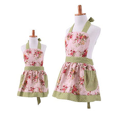 Load image into Gallery viewer, FirstKitchen  Lovely Classic Style Pink Floral Parent-Child Apron Women&#39;s Cooking or Baking Apron with 2 Pockets Mama &amp; Kid Girl Apron Great Gift For Wife Daughters Ladies