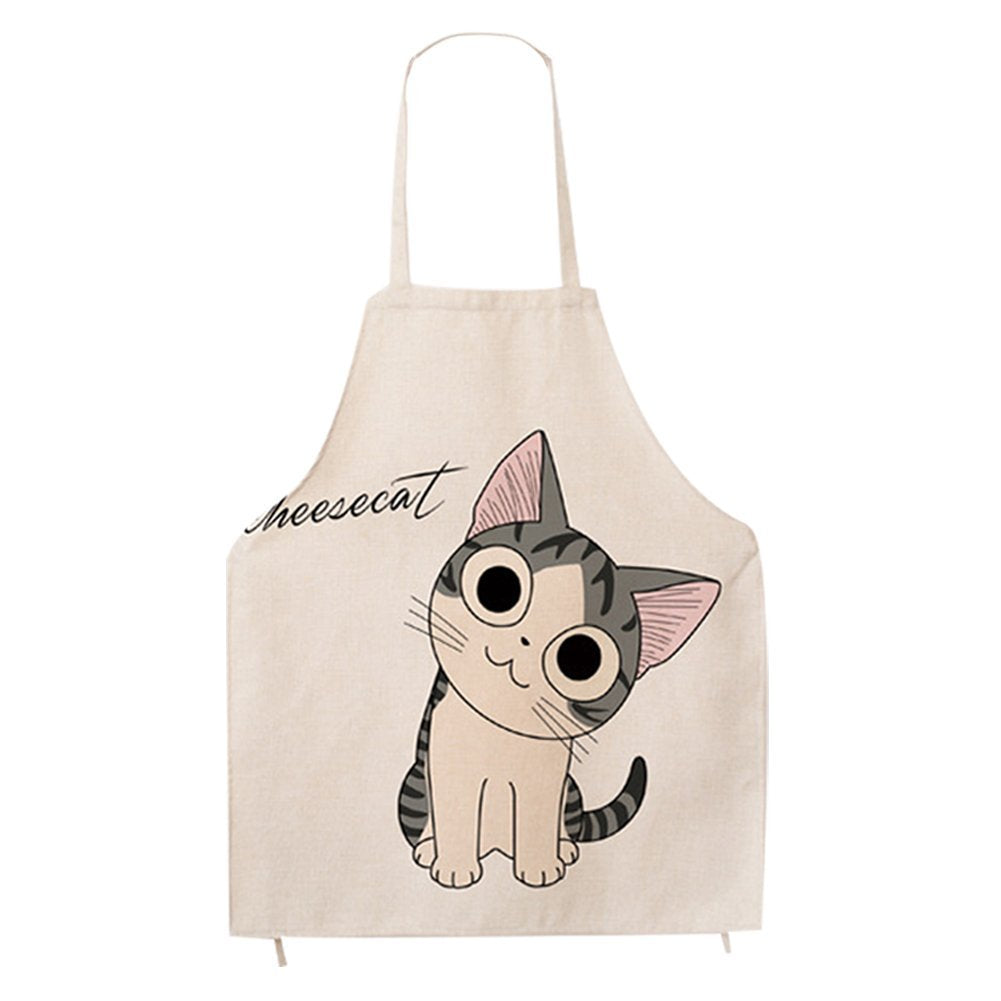 FirstKitchen Cotton Pattern Apron Women Cartoon Canvas Aprons Chef Kitchen Cooking Pinafore Great Gift for Girls and Wife (Adults)